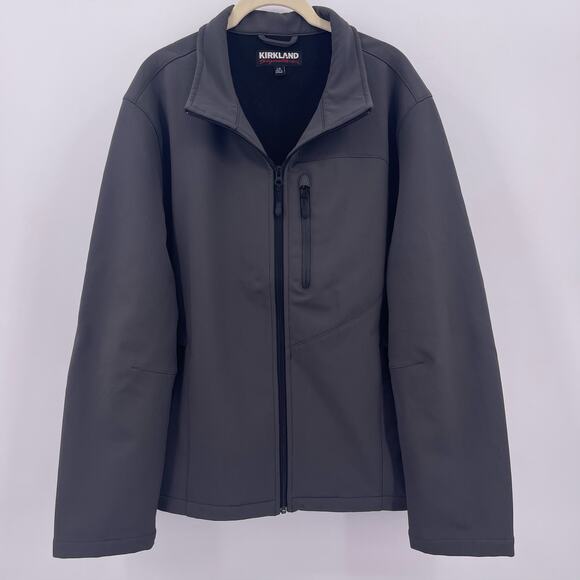 Kirkland Sz L Signature Soft Shell Jacket Dark Gray Inner Fleece Back Lining - Picture 1 of 8